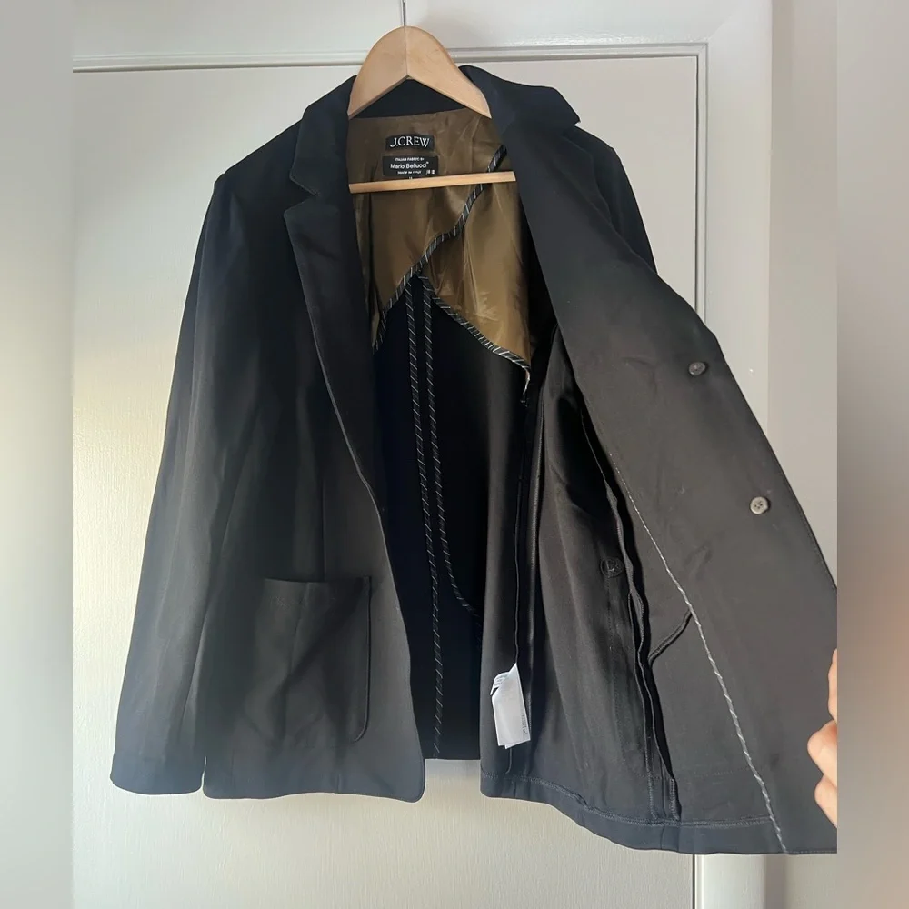 J. Crew x Mario Bellucci Luxe Italian Ponte Blazer Black Classic Tailored Chic